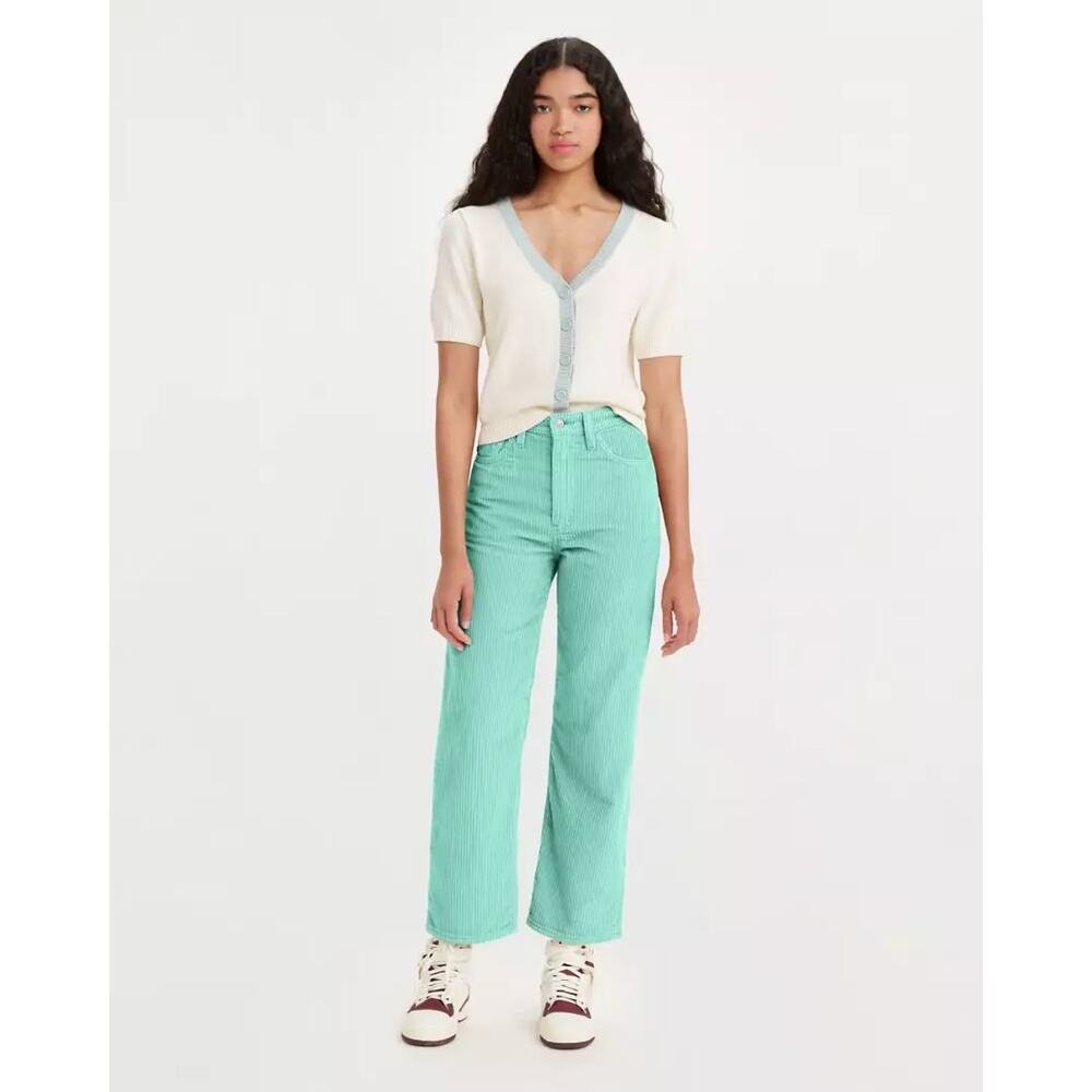 Levi’s 94 Baggy Corduroy Pants Mint Green High Rise Straight Leg Women’s 27